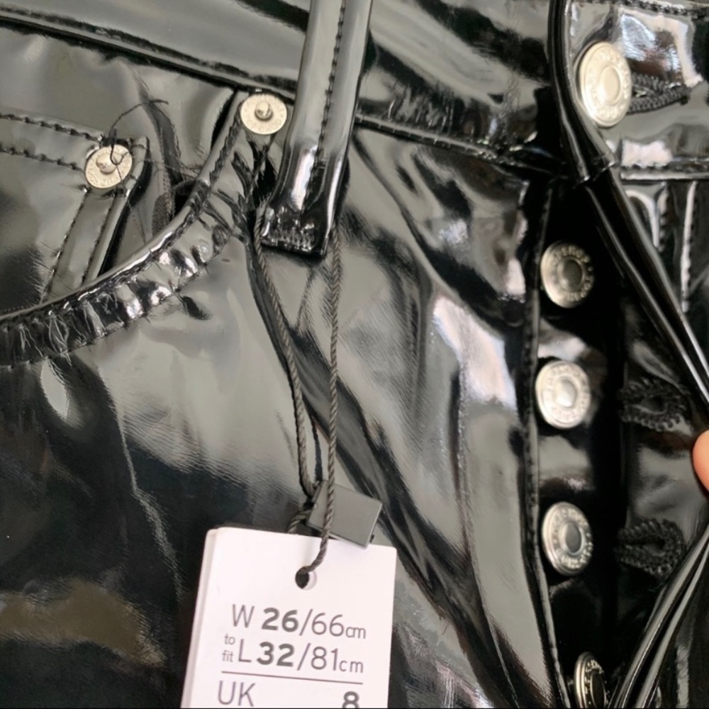 TopShop Vinyl Straight Pants Button Fly